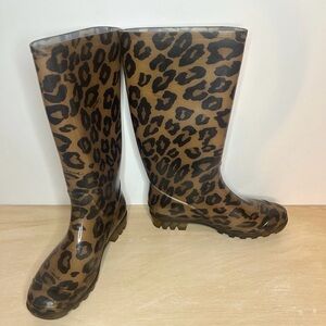 Coach Pixy Rain Boots in Ocelot Size 7